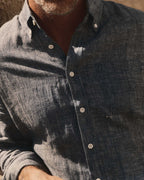 Mateo - Camisa de Lino Azul Océano