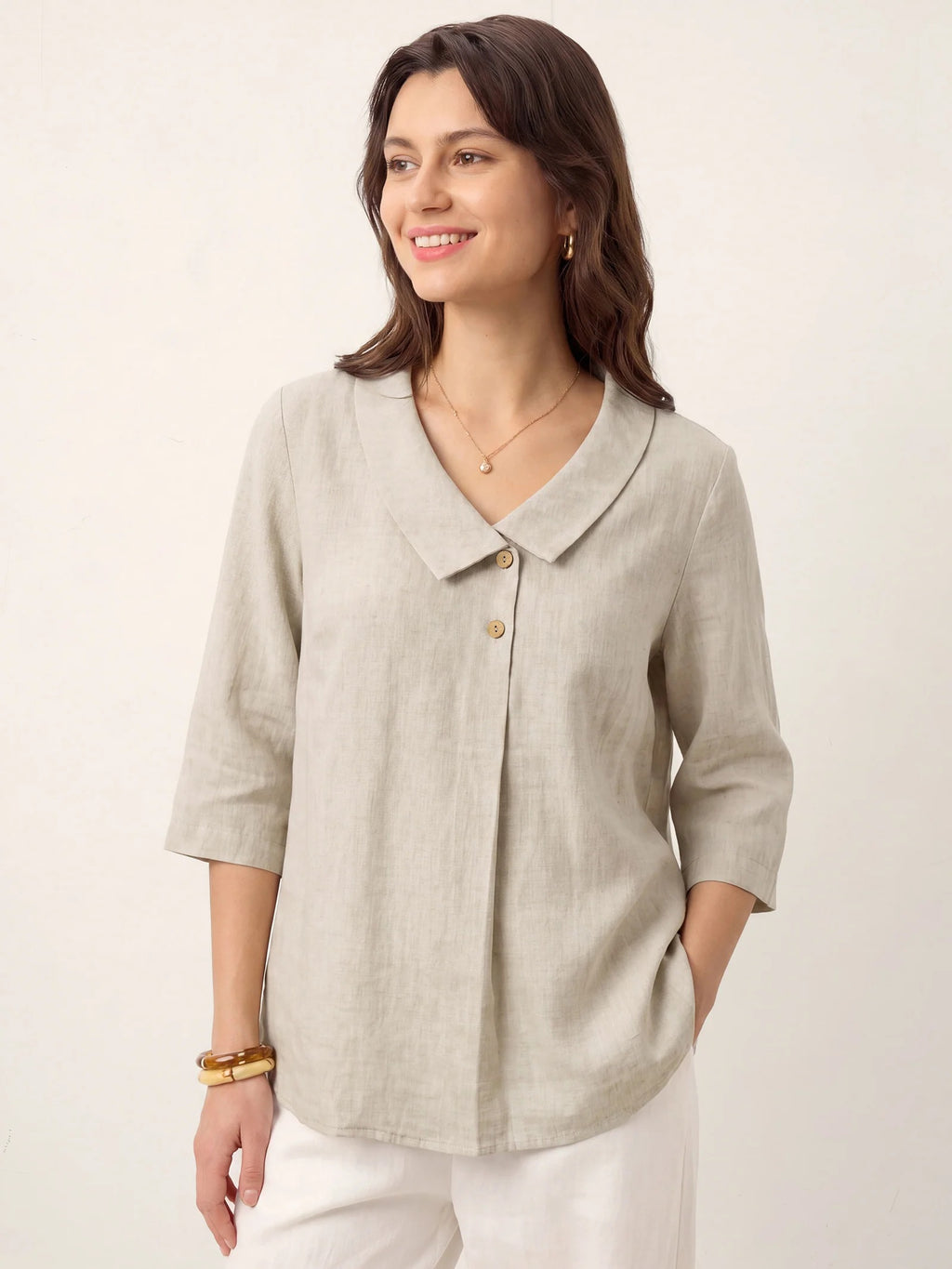 Clara - Top de Lino con Escote Asimétrico