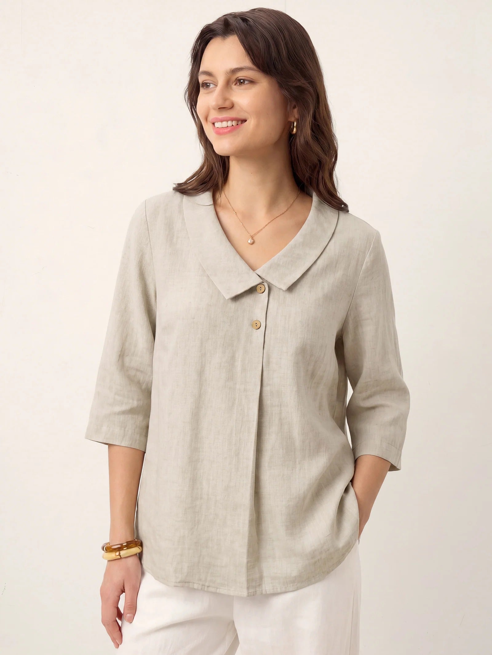 Clara - Top de Lino con Escote Asimétrico